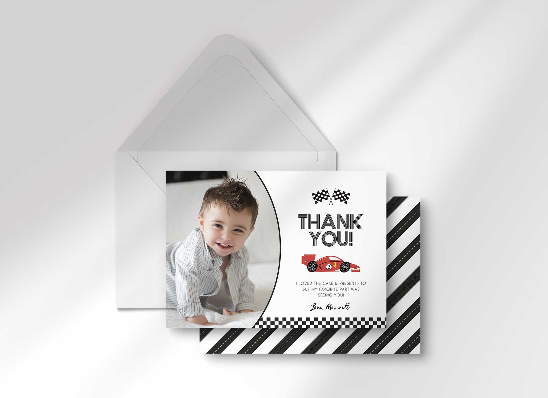 Thank You Racers Racer Birthday Thank You Card Template – Helia Design Co.