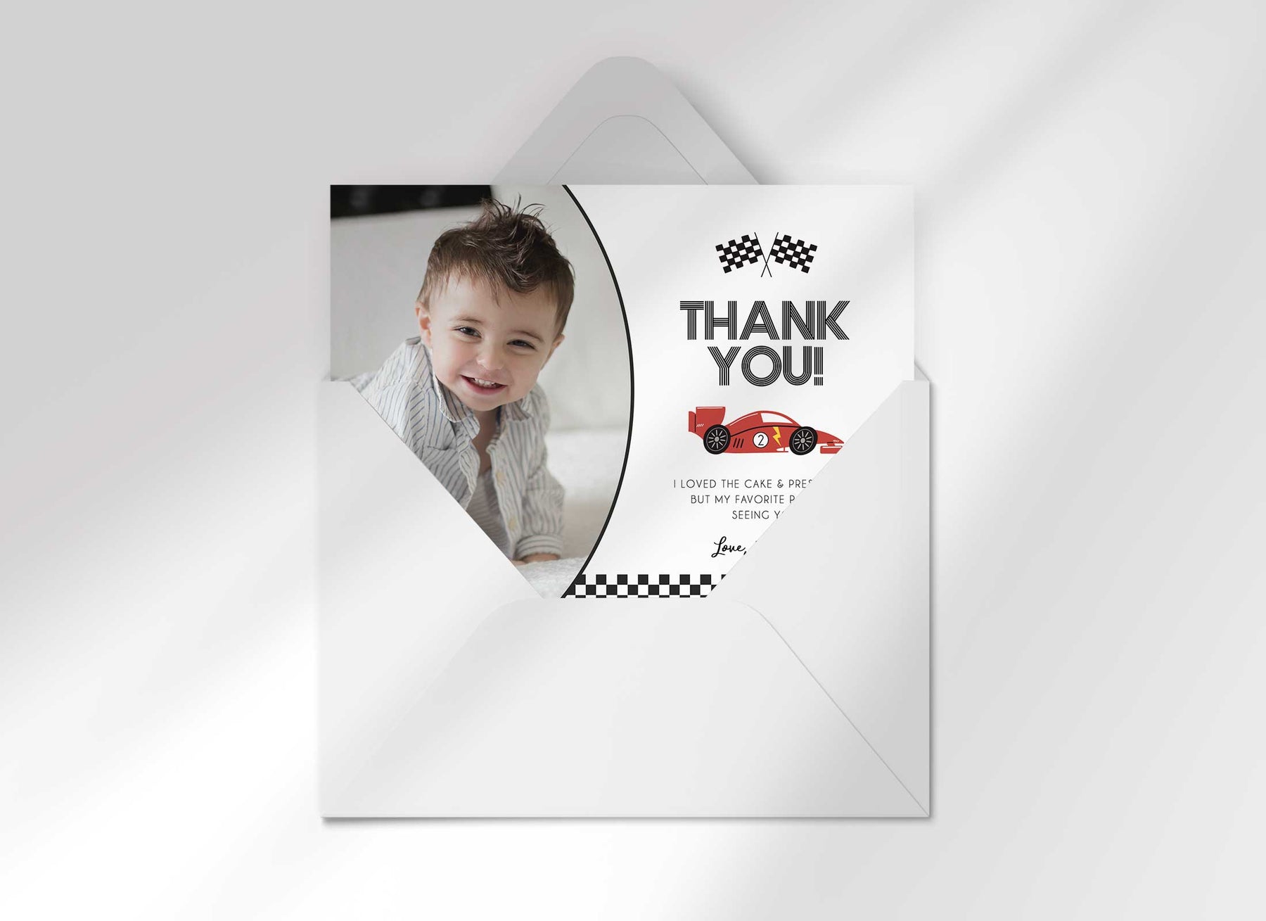 Thank You Racers Racer Birthday Thank You Card Template – Helia Design Co.