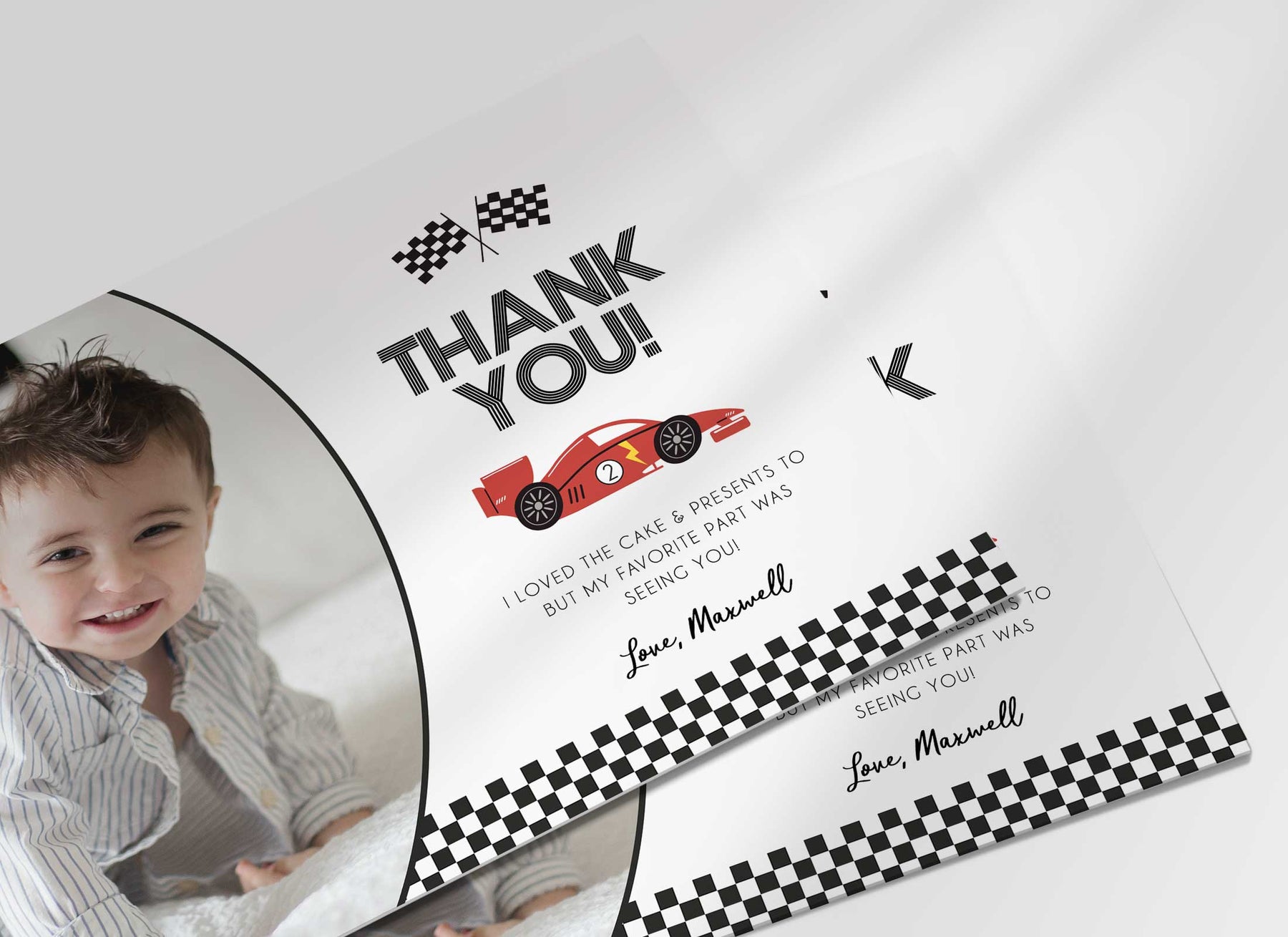 Thank You Racers Racer Birthday Thank You Card Template – Helia Design Co.