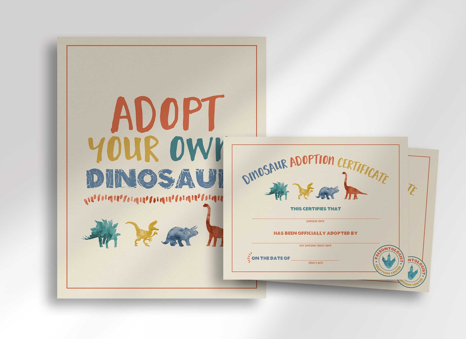 Colorful T-Rex Adopt a Dino Party Sign + Adoption Certificate – Helia Design Co. colorful-t-rex-adopt-a-dino-party-sign-adoption-certificate-helia-design-co