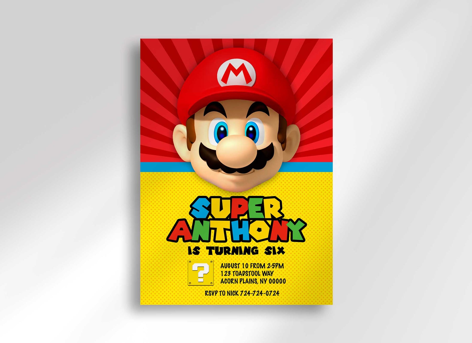 Plantilla de Birthday - Super Mario Bros.