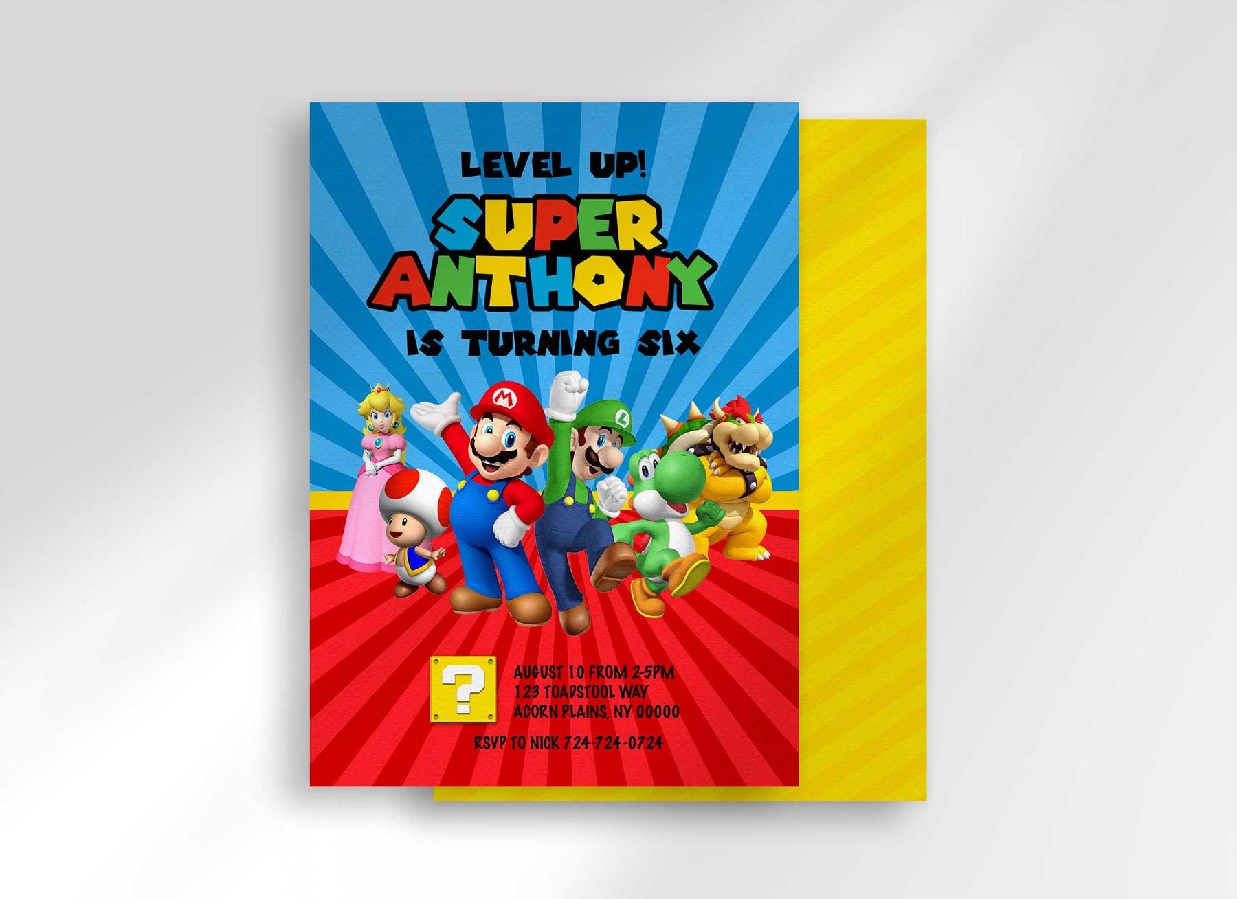 Super Mario Birthday Invitation Template I – Helia Design Co.