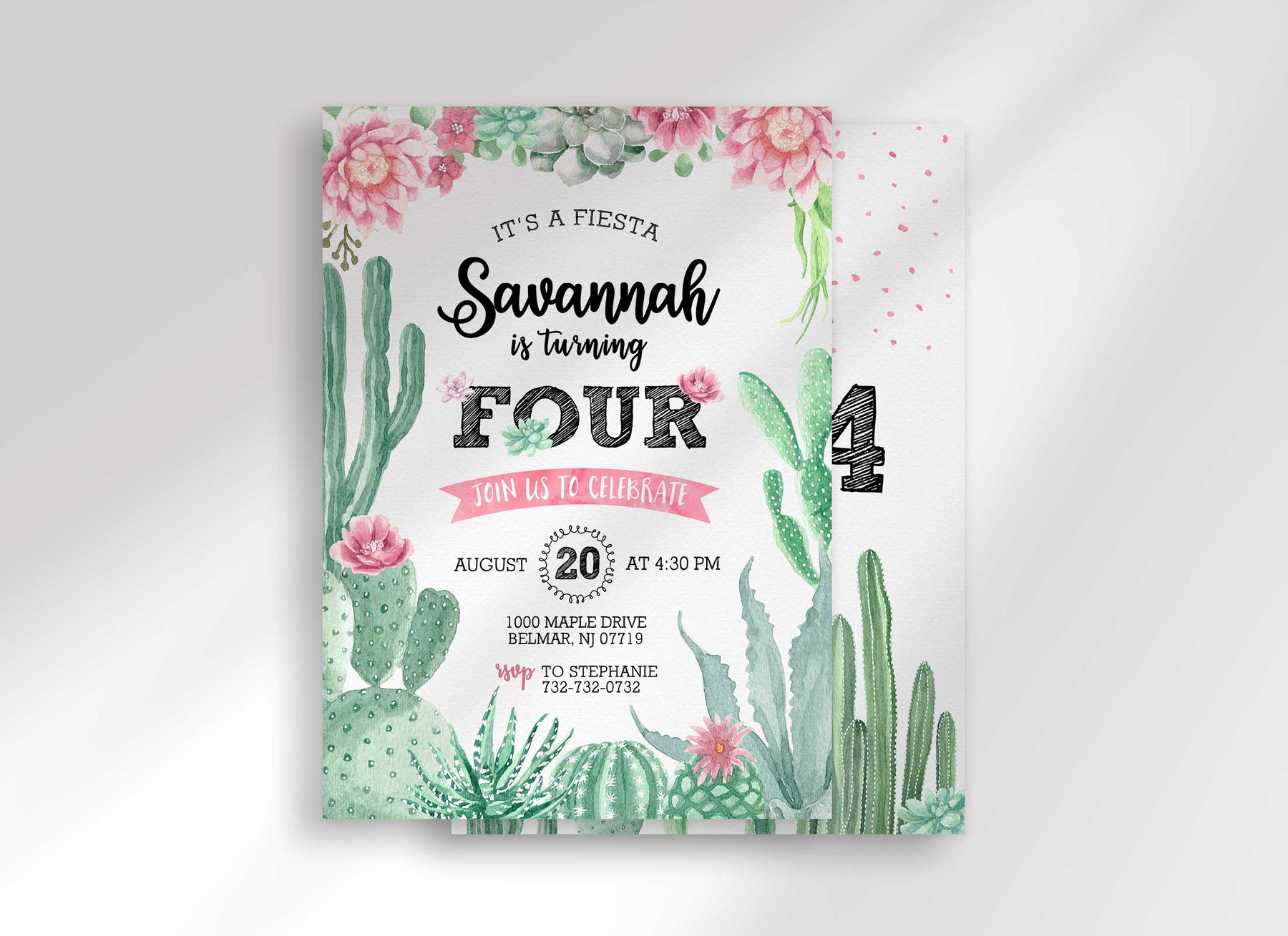 succulent birthday invitations Succulent Birthday Invitation Template – Helia Design Co