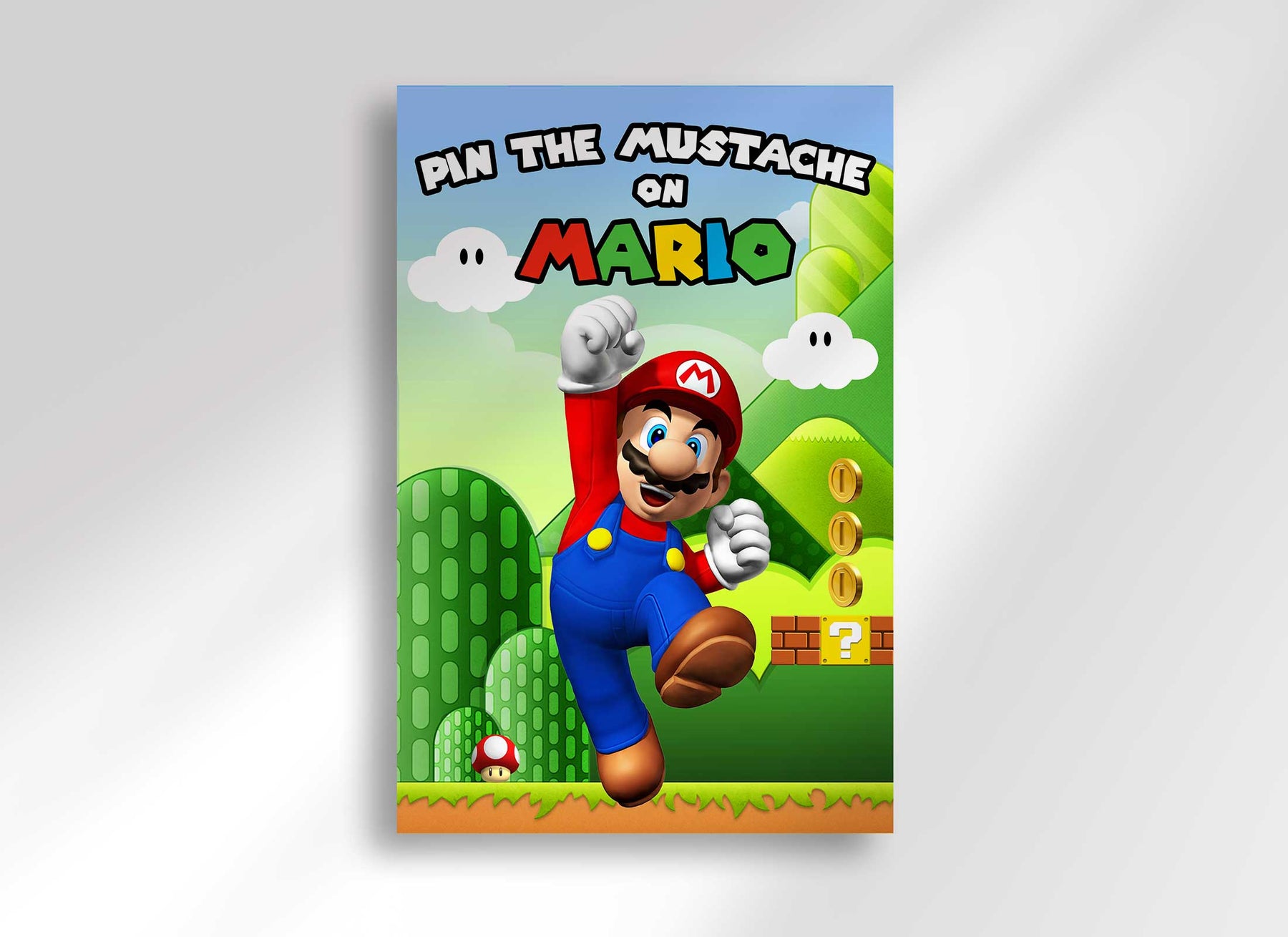 Pin the Mustache on Mario Game for Super Mario Birthday Theme Digital –  Helia Design Co.