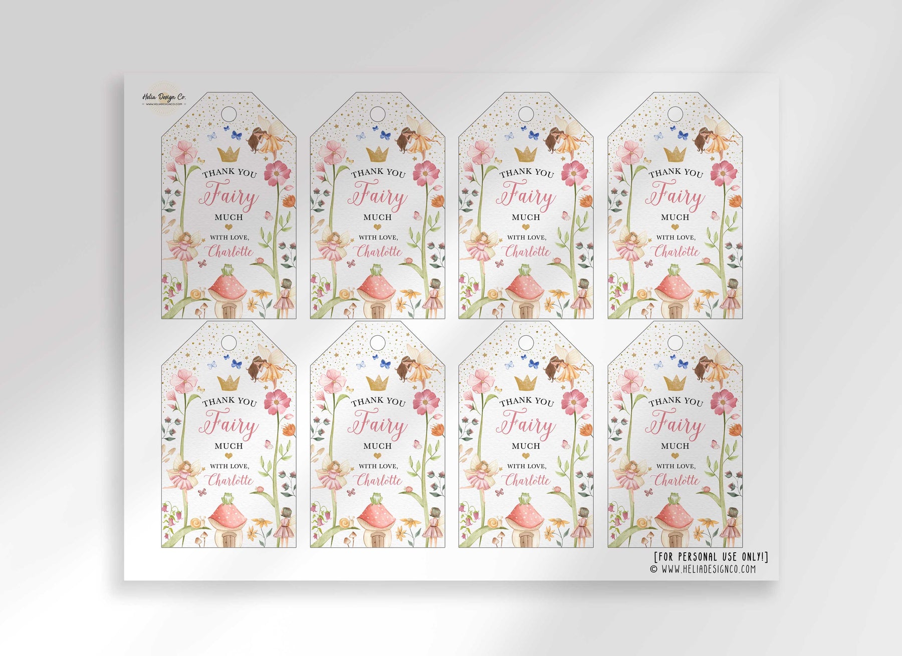 Editable Fairy Favor Tags Enchanted Forest Birthday Thank you tags Lab -  Design My Party Studio
