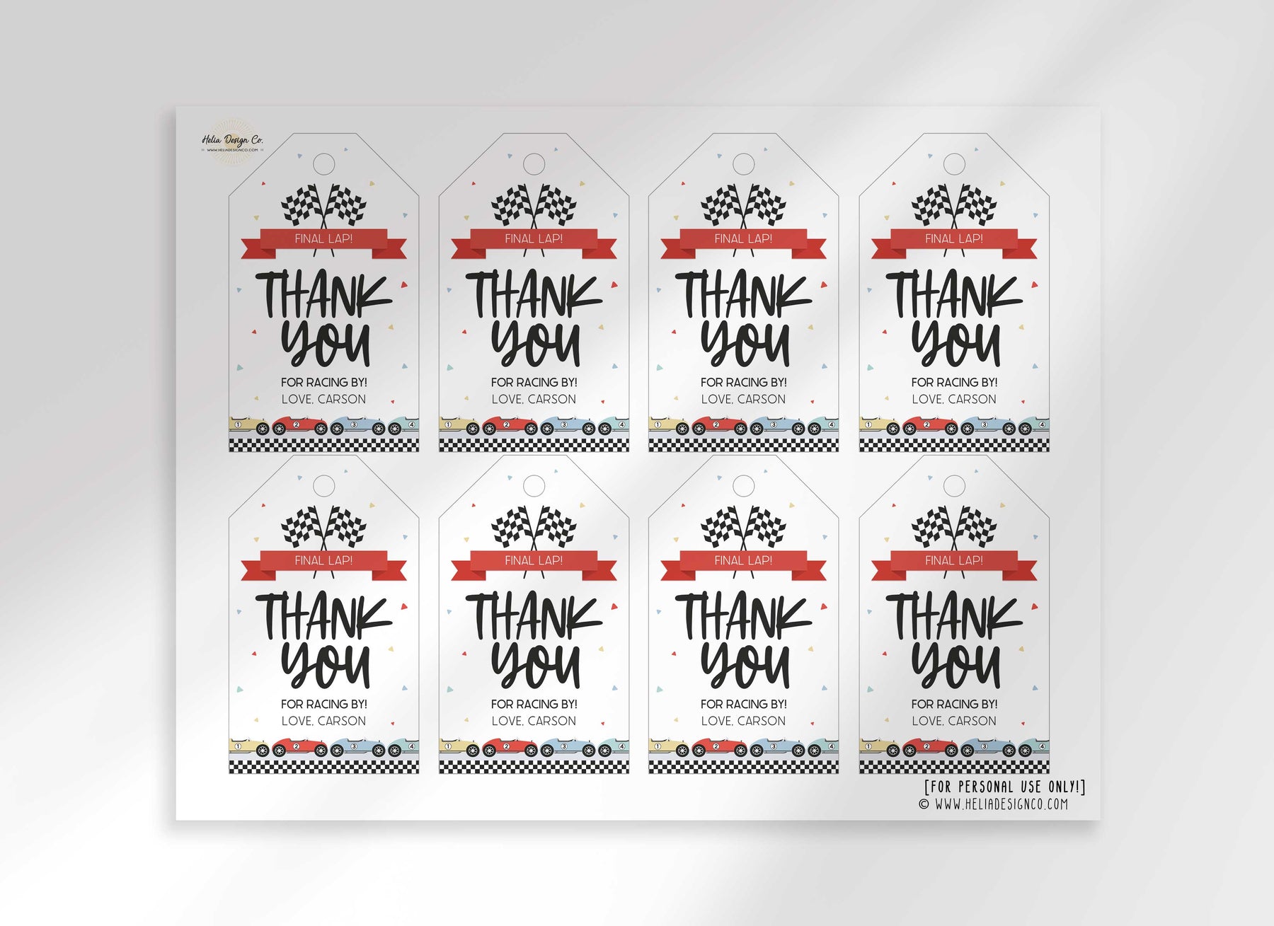 Retro Race Car Birthday Favor Tags – Helia Design Co. retro-race-car-birthday-favor-tags-helia-design-co