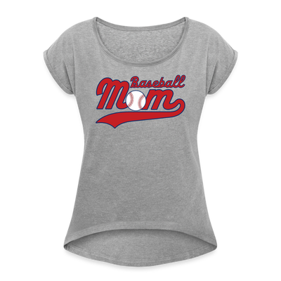 Baseball Mom Rolled Cuff Women's Tee - heather gray