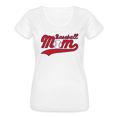 Baseball Mom Scoop Neck Women's Tee - white